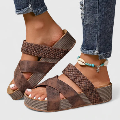 Calantha | Beige Woven Orthopedic Sandals