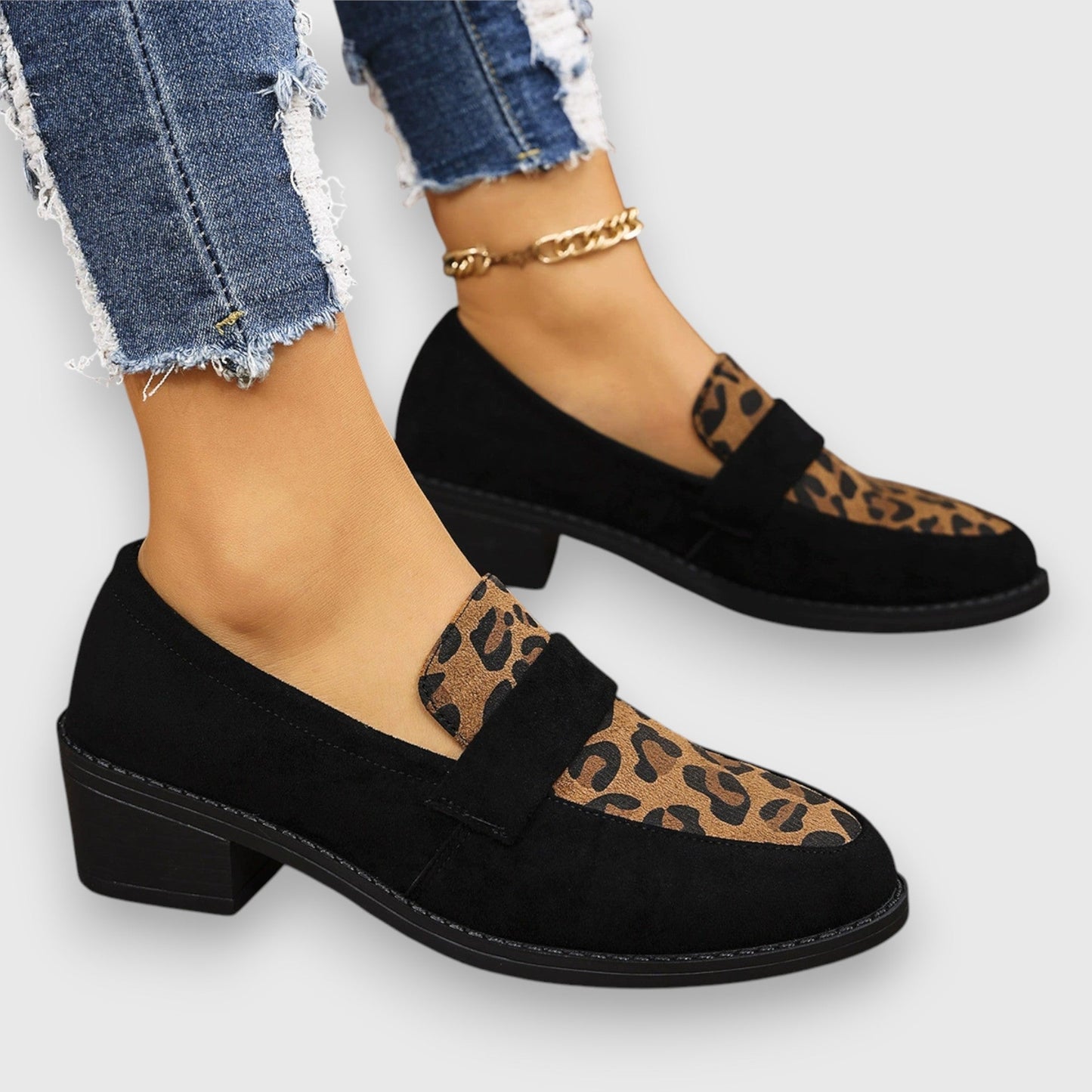 Alethea | Suede Leopard Loafers
