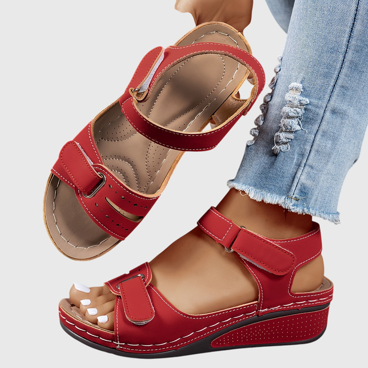 Aurora | Red Wedge Orthopedic Sandals