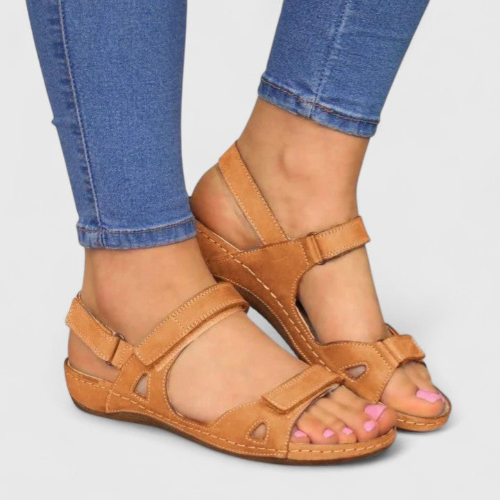 Alethea | Taupe Women's Orthopedic Comfort Fit Ankle Strap Sandals