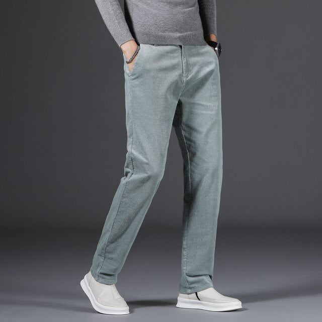 Beckett | Slim Fit Black Medium Waist Corduroy
