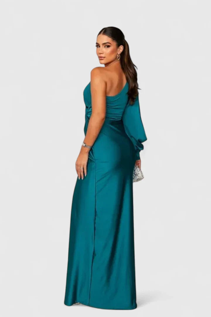 Calanthea | Elegant Black Maxi Dress with One Shoulder