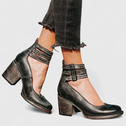 Calista | Silver Buckle Elegant Heels