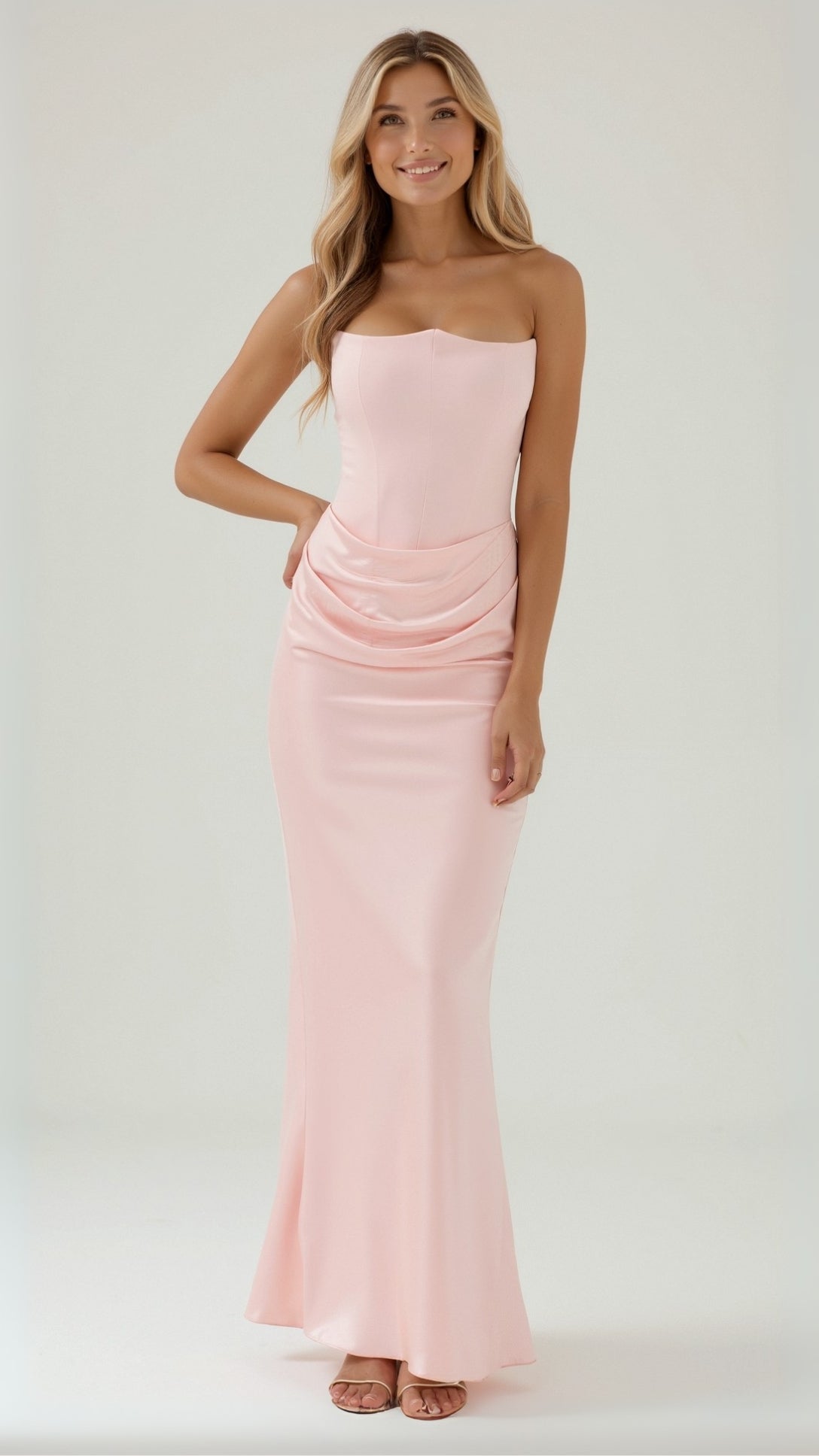 Astrid | Elegant Women's Wedding Guest Column Maxi Dress in Black Satin