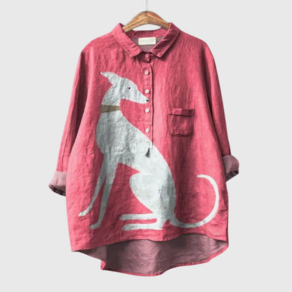 Lylah | Blouse - Dog 2: Pink Linen Cut Loose