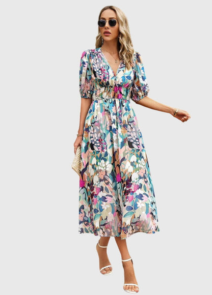 Astrid | Elegant Floral Midi Dress