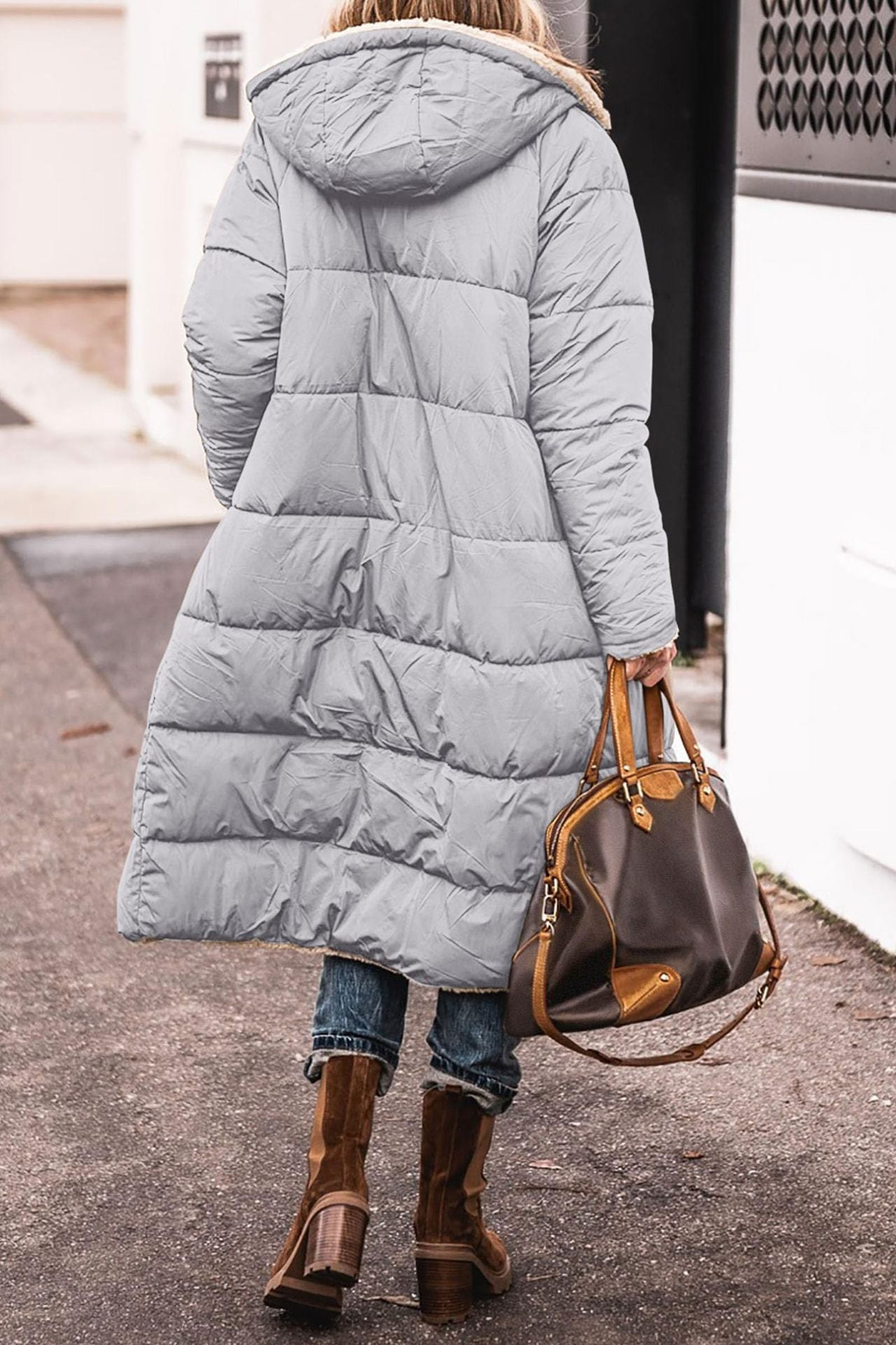 Alethea | Elegant Reversible Brown Shearling Coat