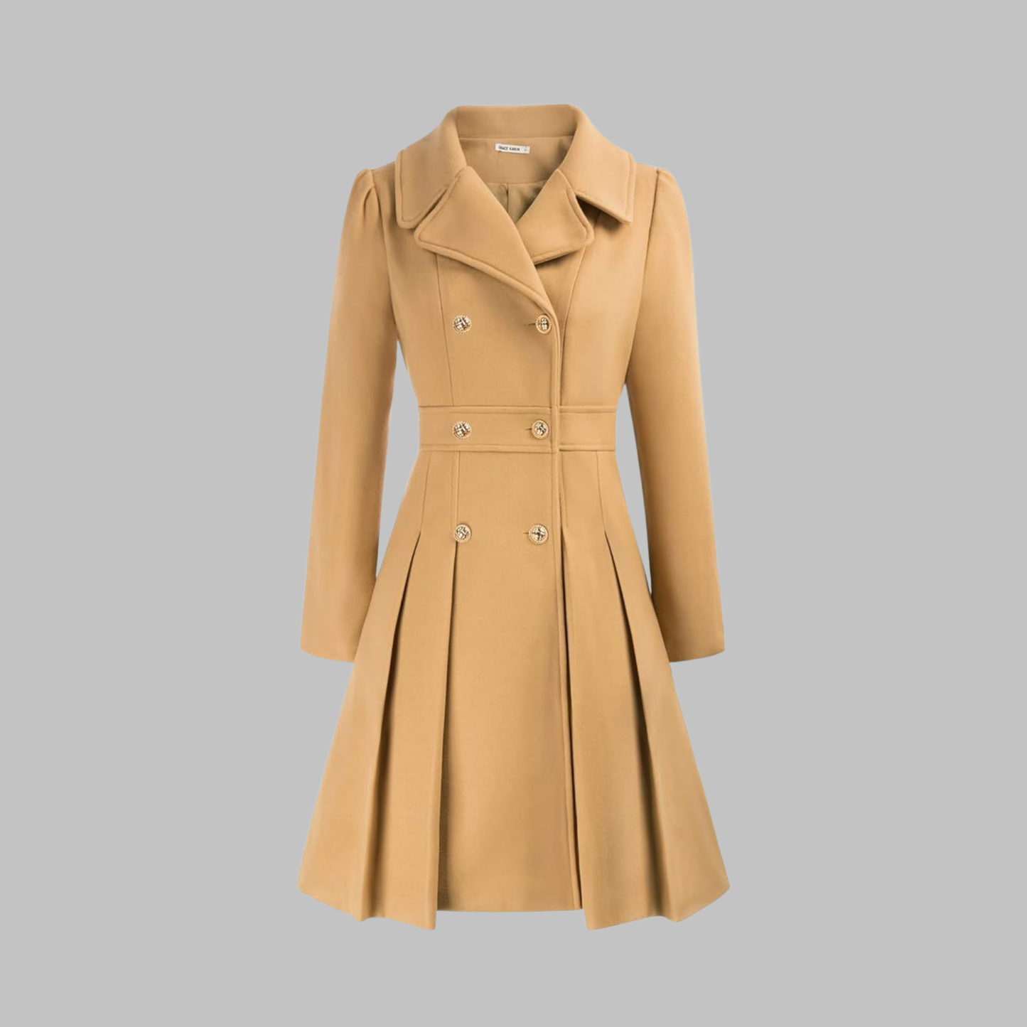 Alethea | Burgundy Double Button Long Sleeve Coat