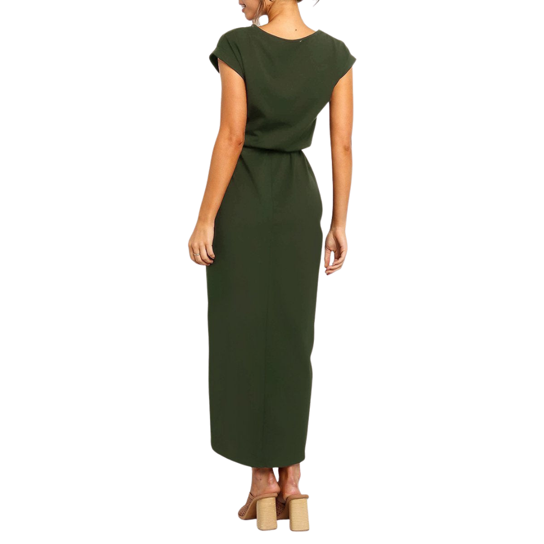 Calantha | Elegant Grey Casual Midi Dress