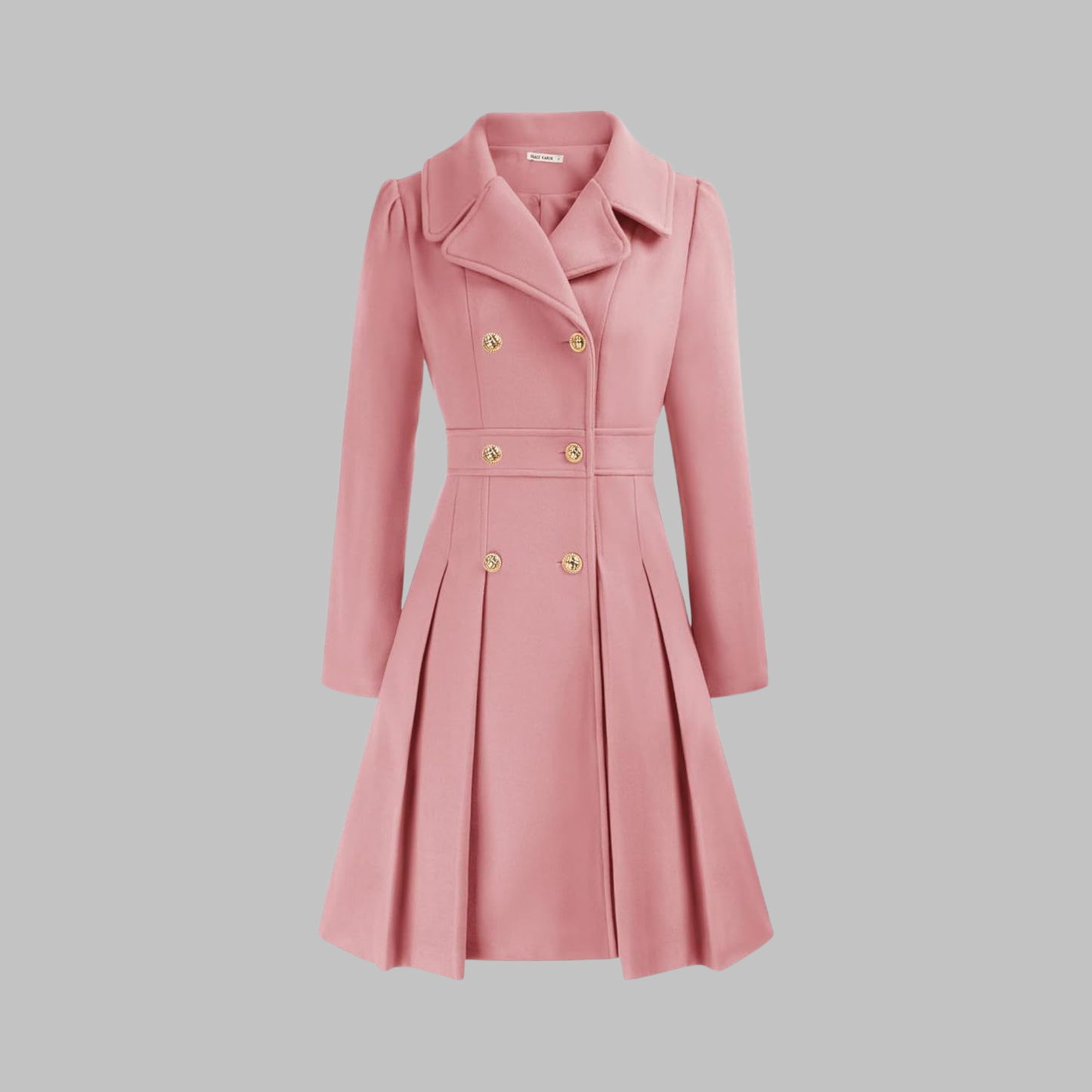 Alethea | Burgundy Double Button Long Sleeve Coat