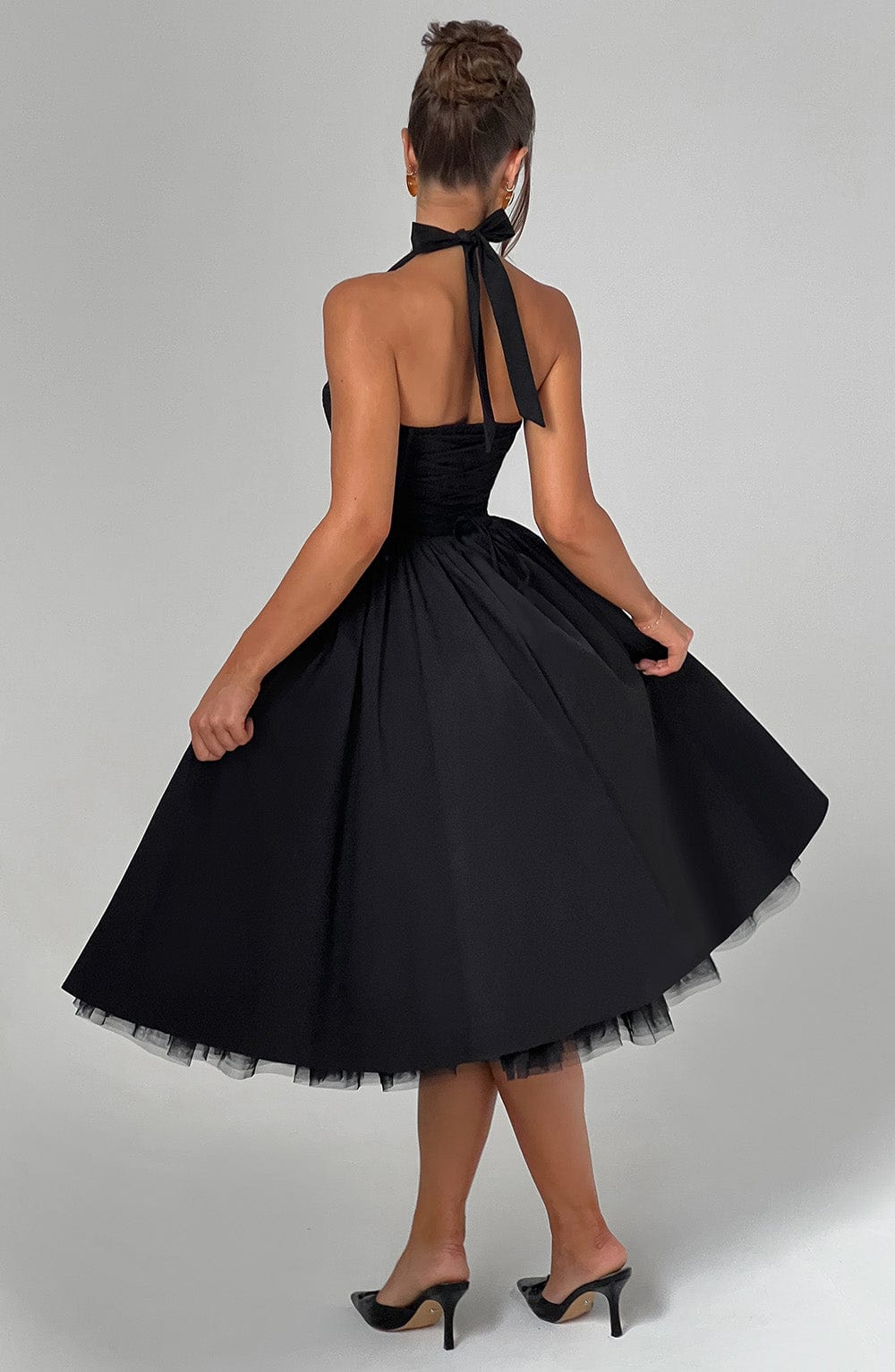Astrid | Elegant White Women’s Wedding Guest Halter Midi Dress
