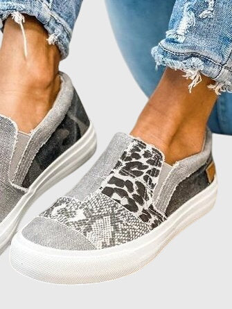 Calista | Taupe Animal Print Pain-Relief Slip-On Shoes