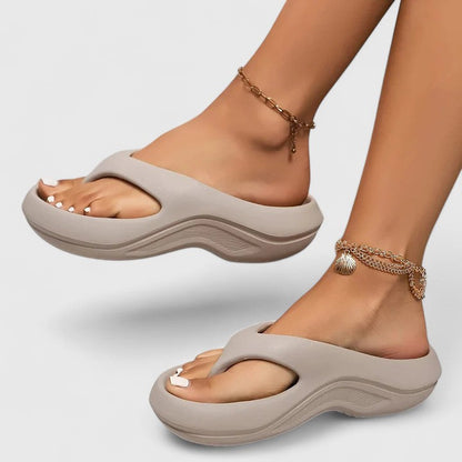 Calista | Black Orthopedic Slide Sandals with White Accents