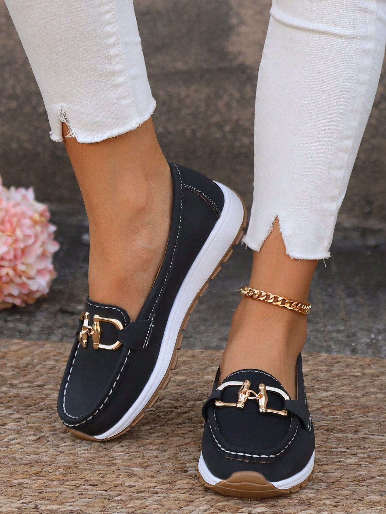 Astrid | Tan Orthopedic Loafers with Gold Buckle