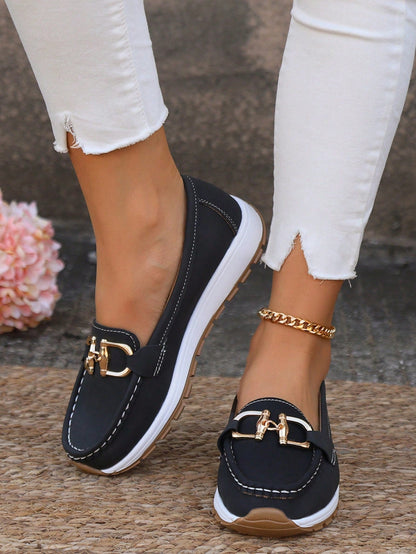 Astrid | Tan Orthopedic Loafers with Gold Buckle