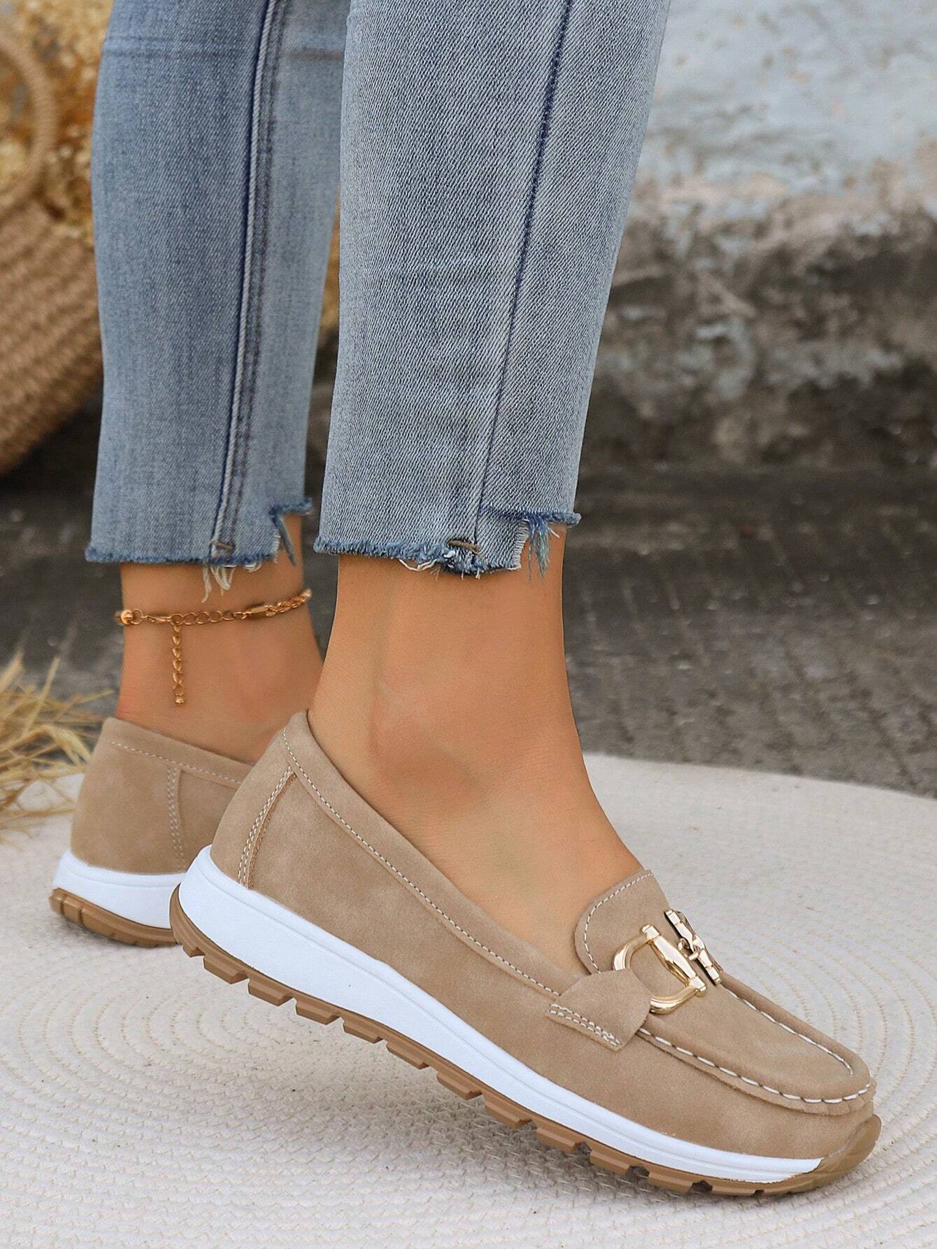 Astrid | Tan Orthopedic Loafers with Gold Buckle