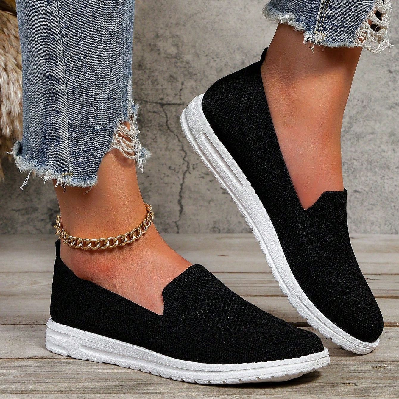 Calista | Women's Slip On Casual Walking Sneakers - Beige Knit