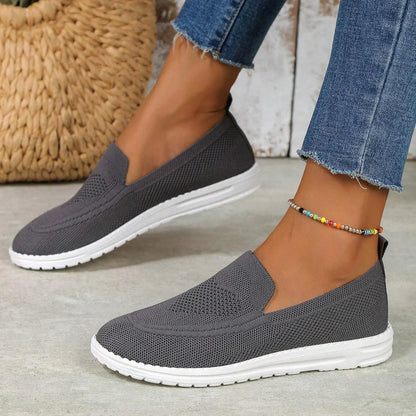 Calista | Women's Slip On Casual Walking Sneakers - Beige Knit