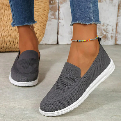 Calista | Women's Slip On Casual Walking Sneakers - Beige Knit