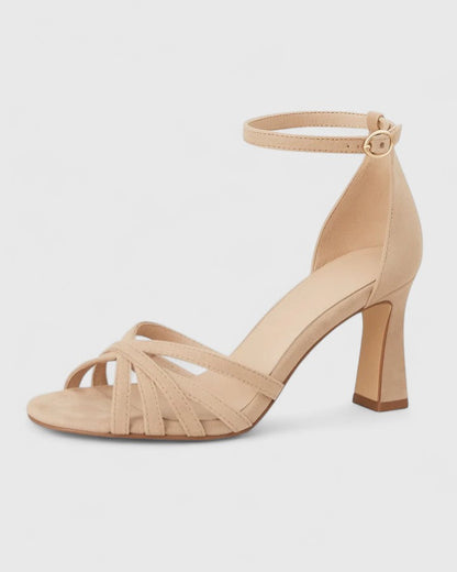 Calantha | Beige Strappy Comfortable Heels