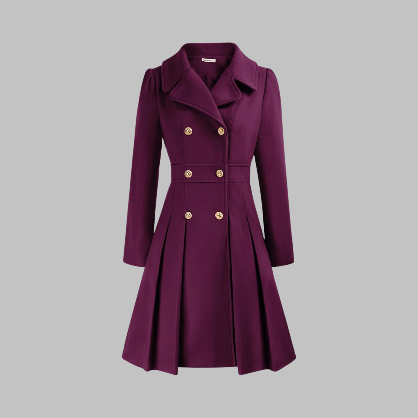 Alethea | Burgundy Double Button Long Sleeve Coat