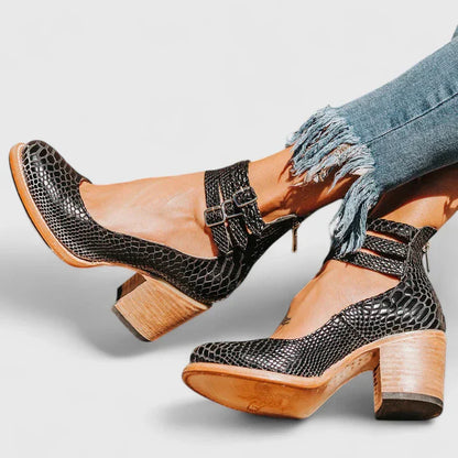 Calista | Silver Buckle Elegant Heels