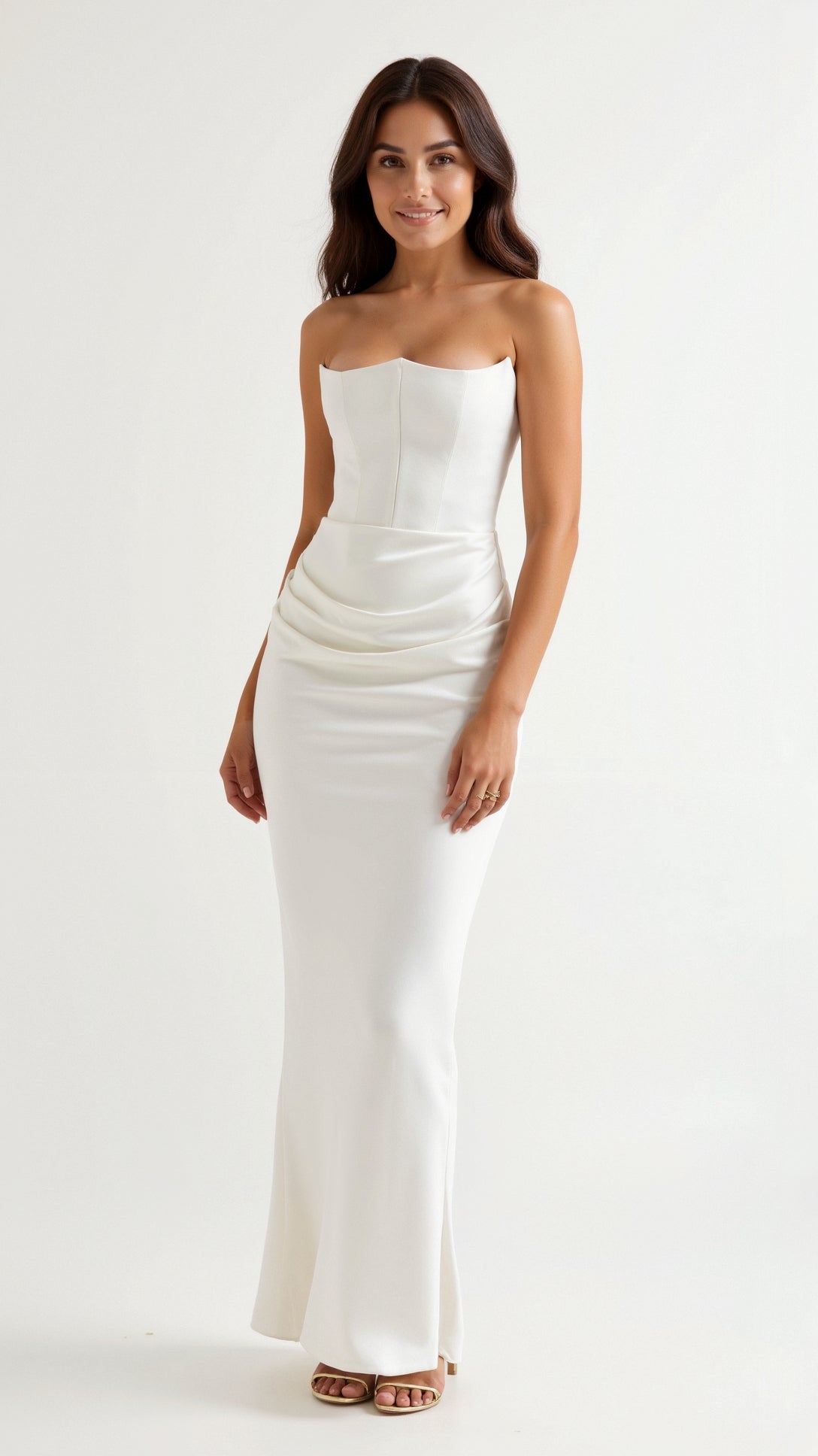 Astrid | Elegant Women's Wedding Guest Column Maxi Dress in Black Satin