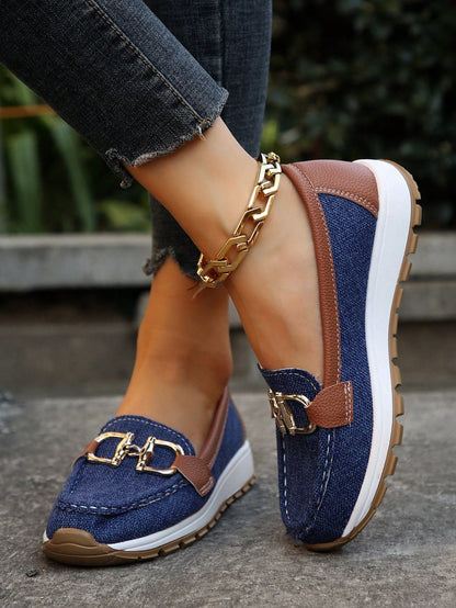 Astrid | Tan Orthopedic Loafers with Gold Buckle
