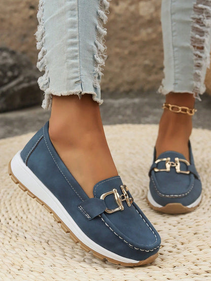 Astrid | Tan Orthopedic Loafers with Gold Buckle