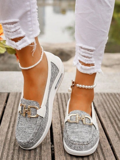 Astrid | Tan Orthopedic Loafers with Gold Buckle