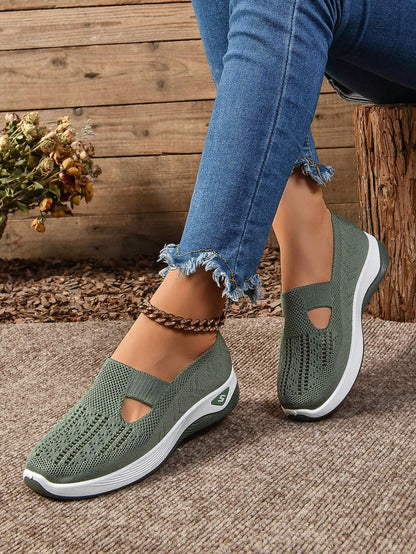 Willow | Women's Slip On Casual Walking Shoes - Black Knit