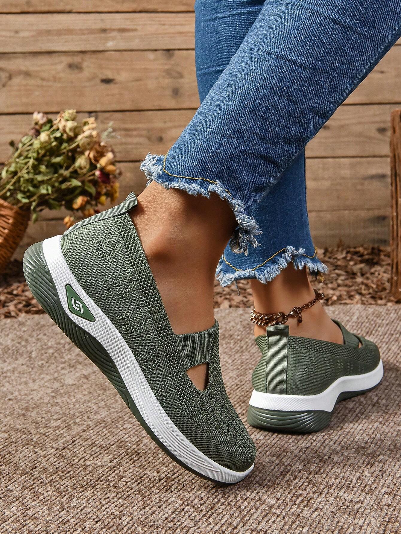 Willow | Women's Slip On Casual Walking Shoes - Black Knit