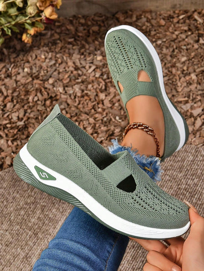 Willow | Women's Slip On Casual Walking Shoes - Black Knit