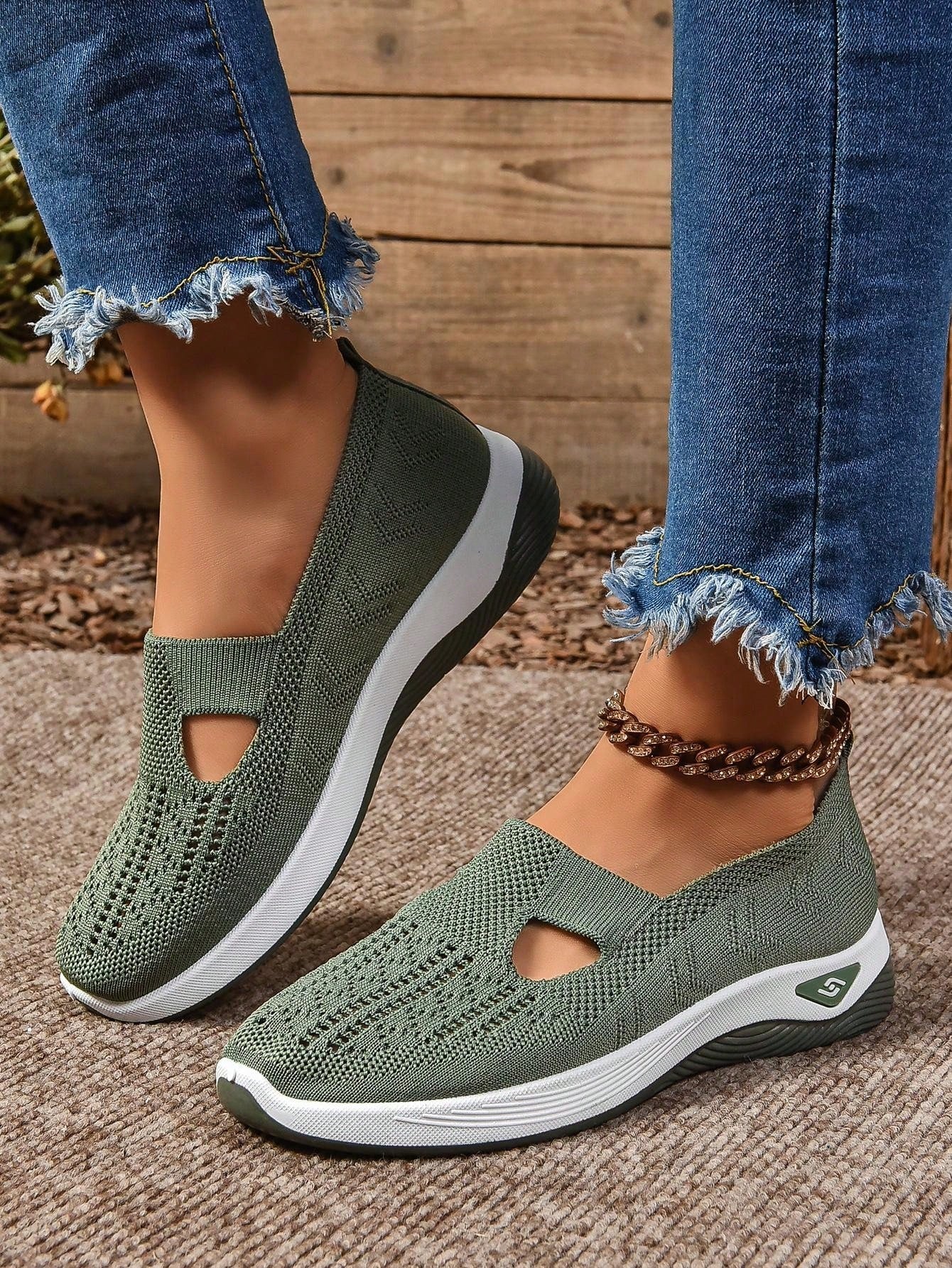 Willow | Women's Slip On Casual Walking Shoes - Black Knit