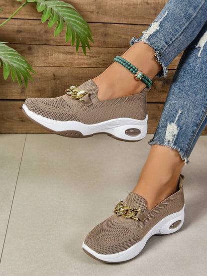 Willow | Women's Slip On Casual Walking Shoes - Black Knit