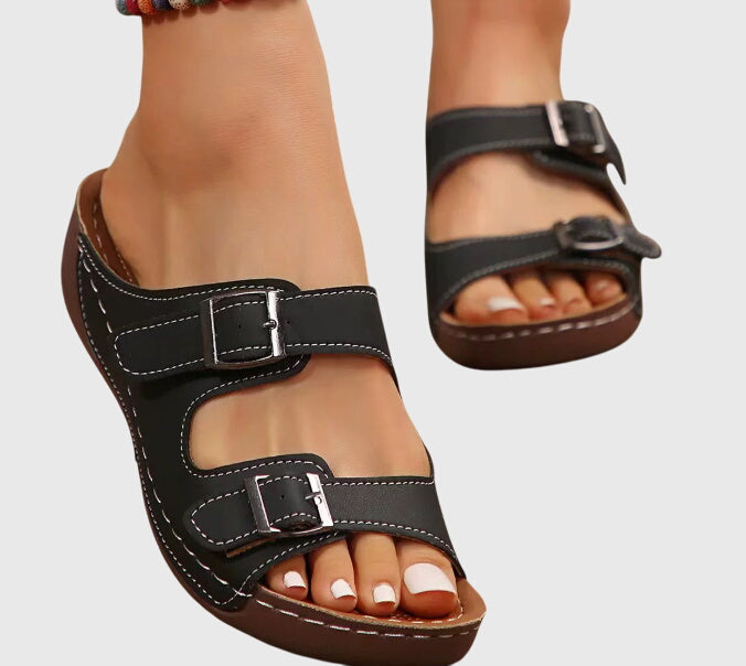 Alethea | Cognac Leather Orthopedic Sandals