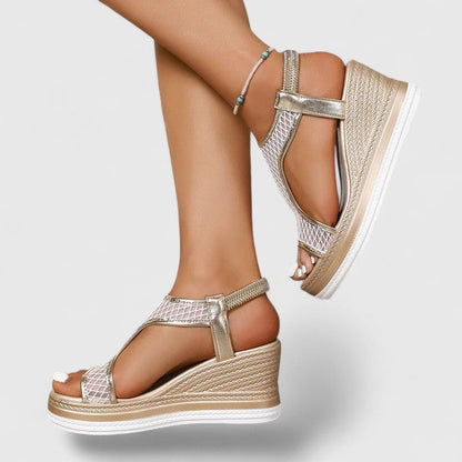 Calista | Elegant Metallic Mesh Sandals