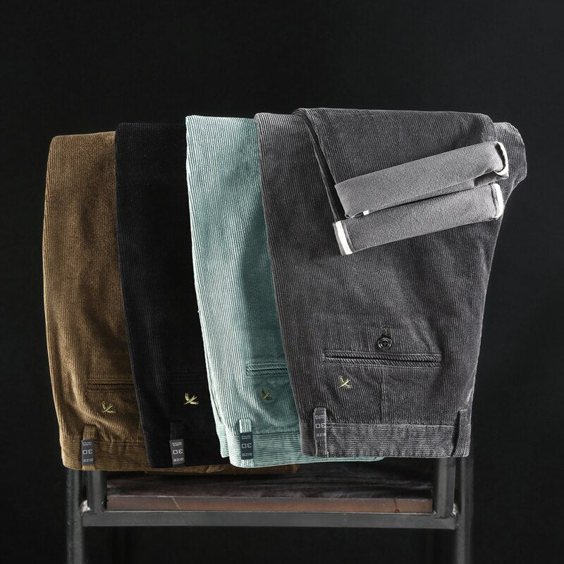 Beckett | Slim Fit Black Medium Waist Corduroy