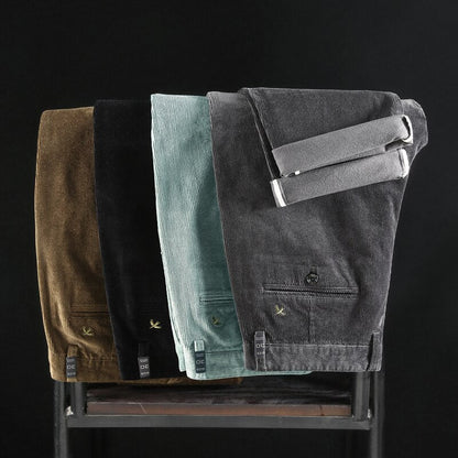 Beckett | Slim Fit Black Medium Waist Corduroy