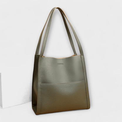 Calista | Rich Red Leather Structured Tote Handbag