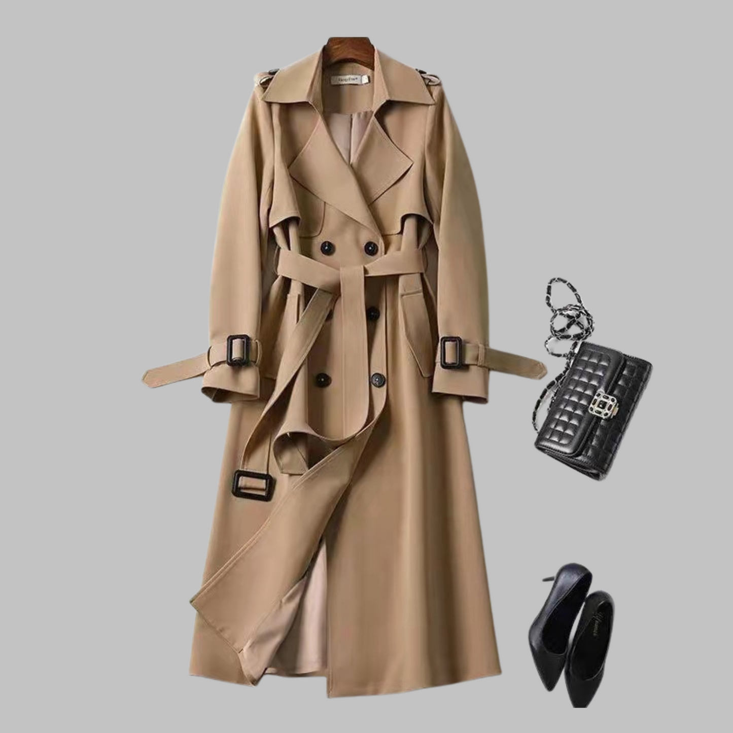 Aurora | Elegant Black Knee-Length Loose Fit Coat
