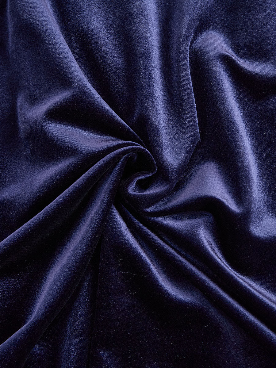 Calantha | Velvet Navy Long-Sleeve Midi Dress