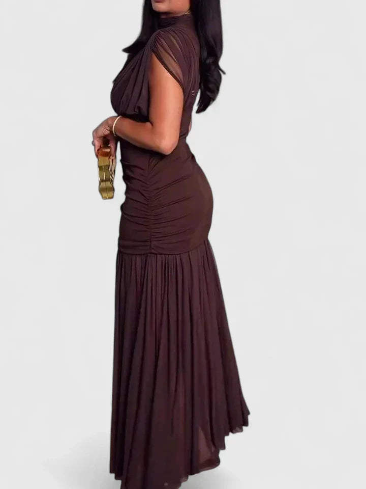 Calantha | Red High-Neck Elegant Dress