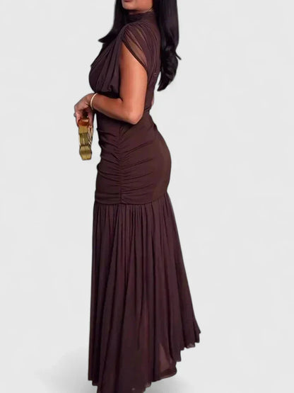 Calantha | Red High-Neck Elegant Dress