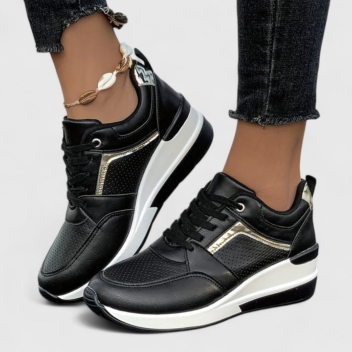 Calantha | Black Leather Orthopedic Shoes