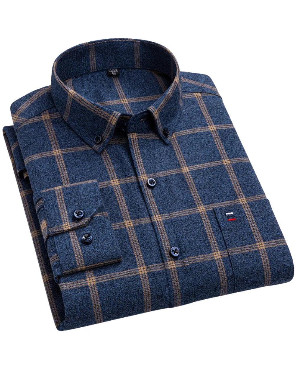 Benedict | Dark Navy Red Striped Check Cotton Shirt