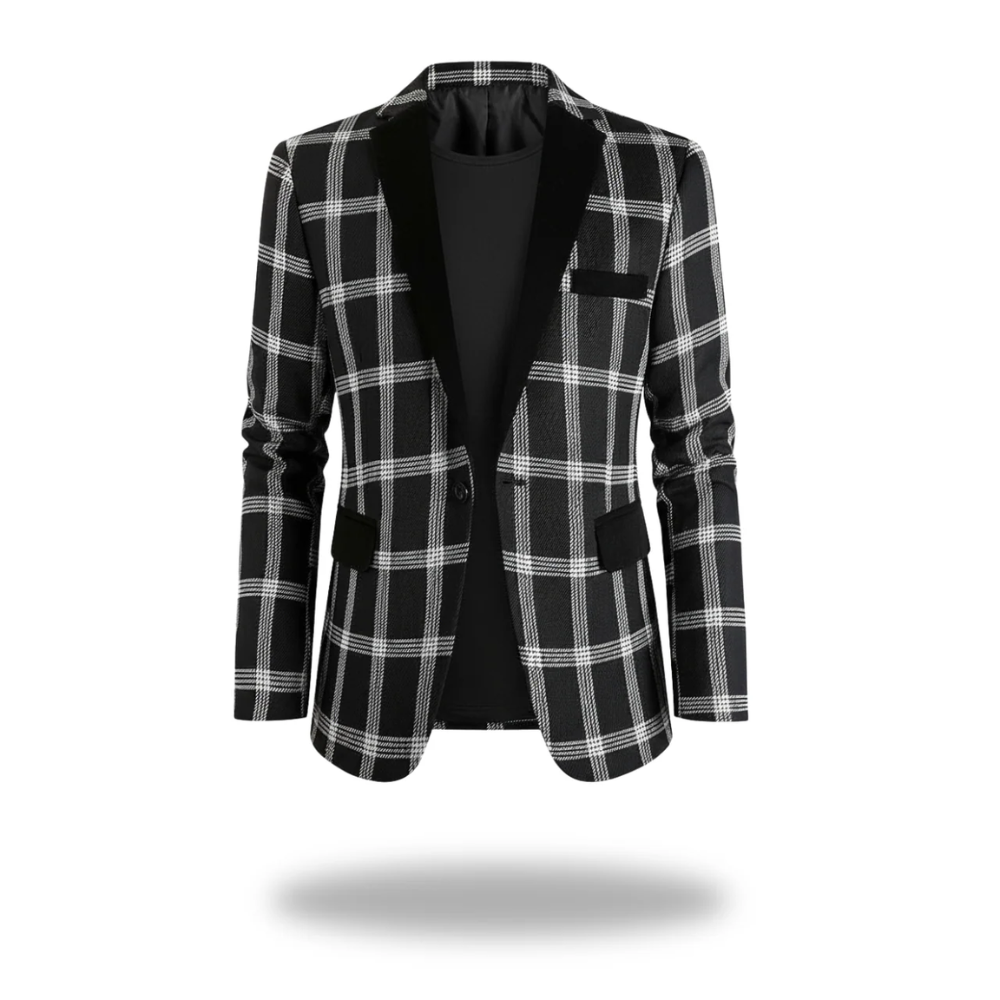 Beckett | Navy Plaid Modern Tailored Blazer