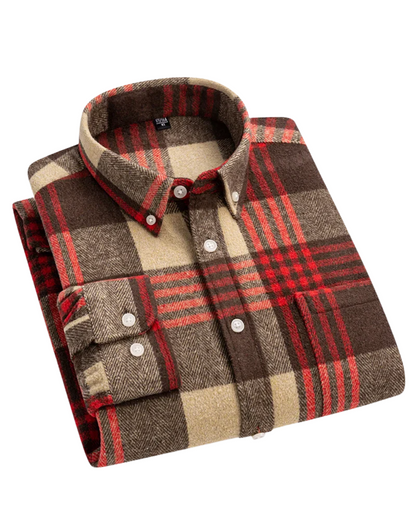 Beckett | Brown & Navy Checked Cotton Shirt