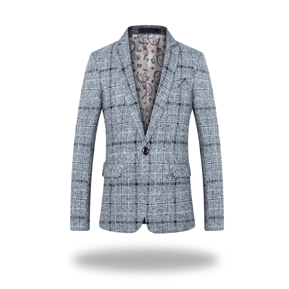 Beckett | Navy Blue Plaid Premium Modern Jacket