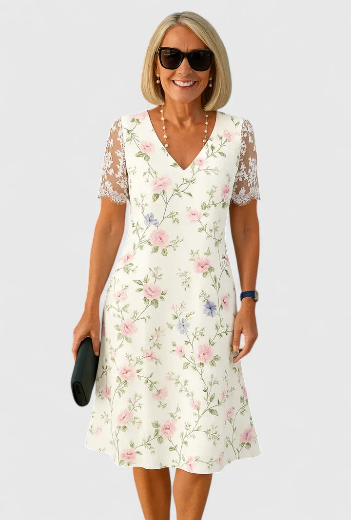 Calista | Elegant Floral Lace Midi Dress
